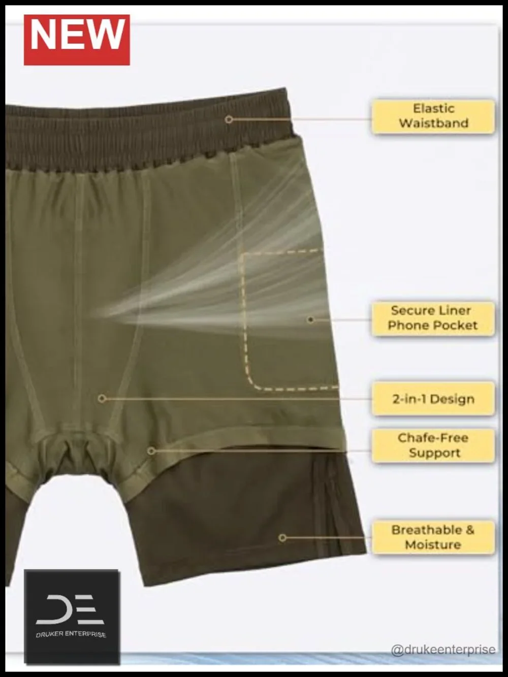 Mens Swim Trunks with Compression Liner 7